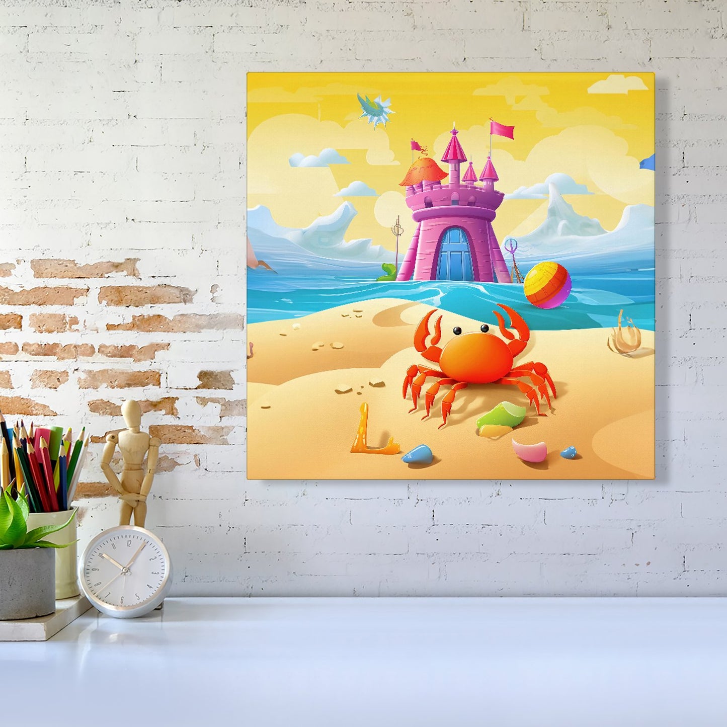 Orange Crab On A Beach Holiday Canvas