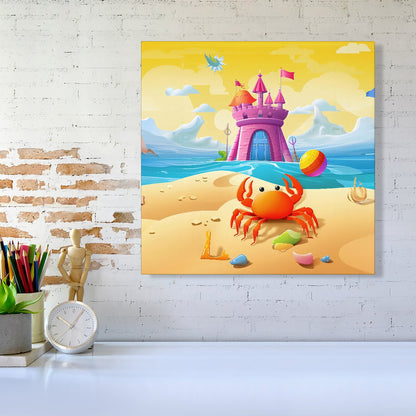 Orange Crab On A Beach Holiday Canvas