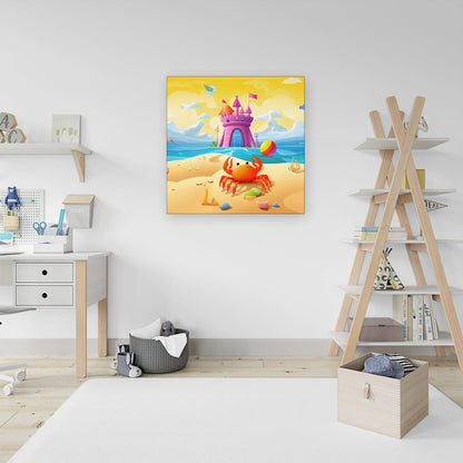 Orange Crab On A Beach Holiday Canvas