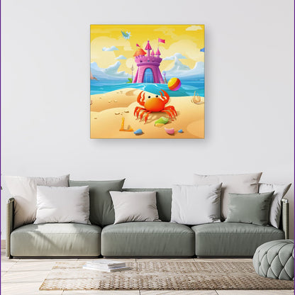 Orange Crab On A Beach Holiday Canvas