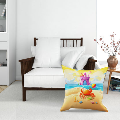 Orange Crab On A Beach Holiday Floor Cushion
