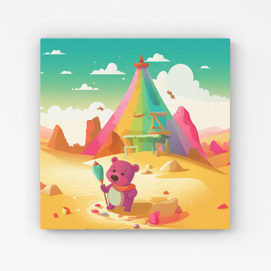 Purple Bear On A Beach Holiday Canvas
