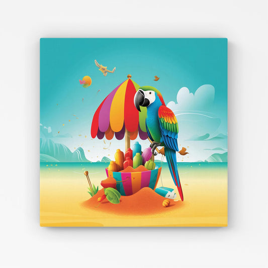 Parrot On A Beach Holiday Canvas