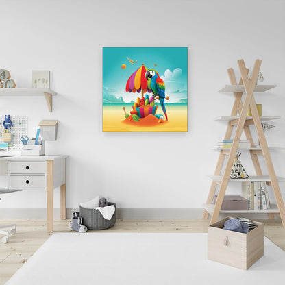 Parrot On A Beach Holiday Canvas