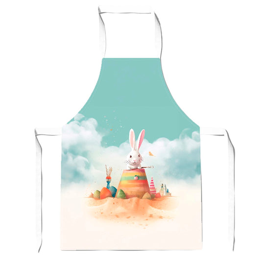 White Rabbit On A Beach Holiday Apron