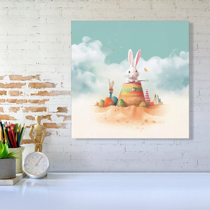White Rabbit On A Beach Holiday Canvas