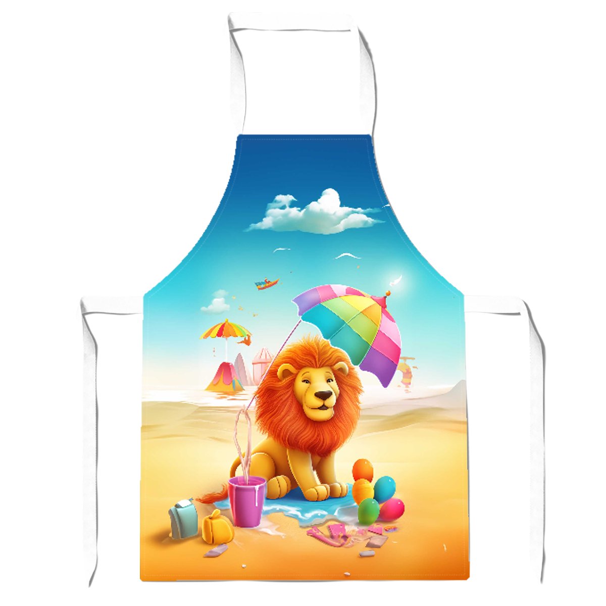 Lion On A Beach Holiday Apron