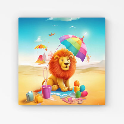 Lion On A Beach Holiday Canvas