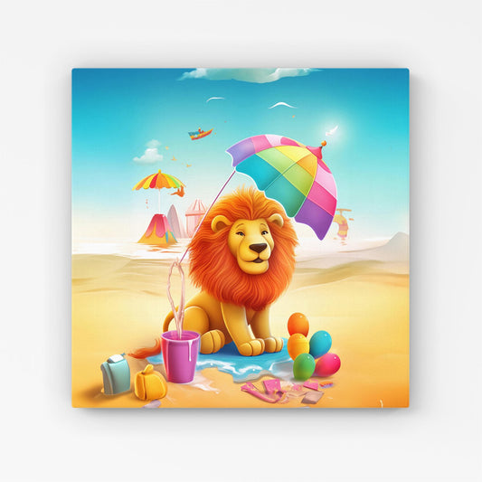 Lion On A Beach Holiday Canvas