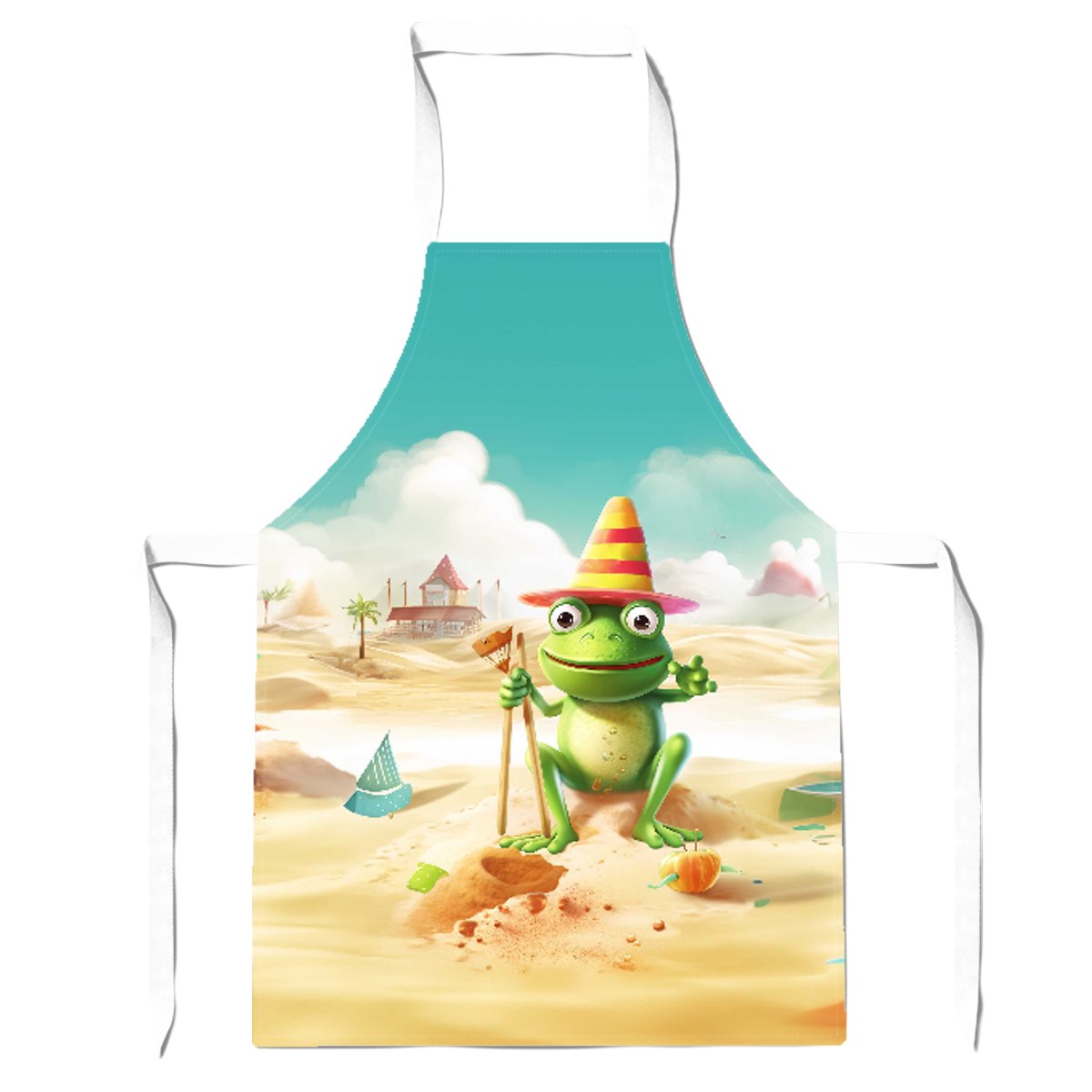 Happy Frog On A Beach Holiday Apron