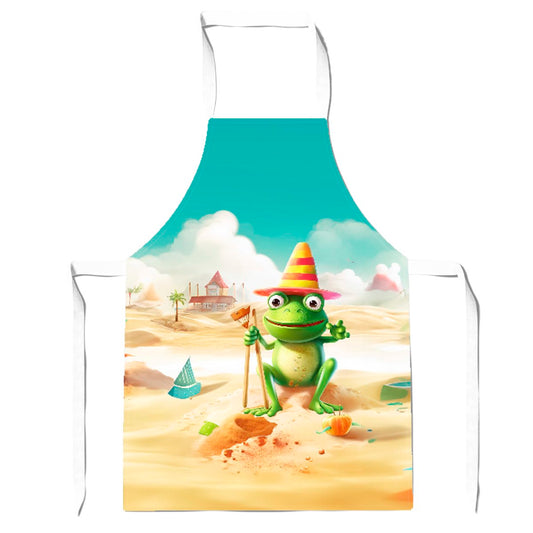 Happy Frog On A Beach Holiday Apron