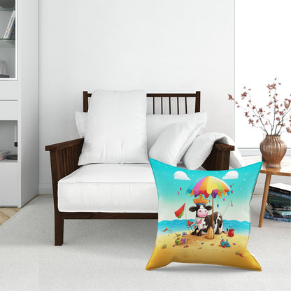 Cow On A Beach Holiday Floor Cushion