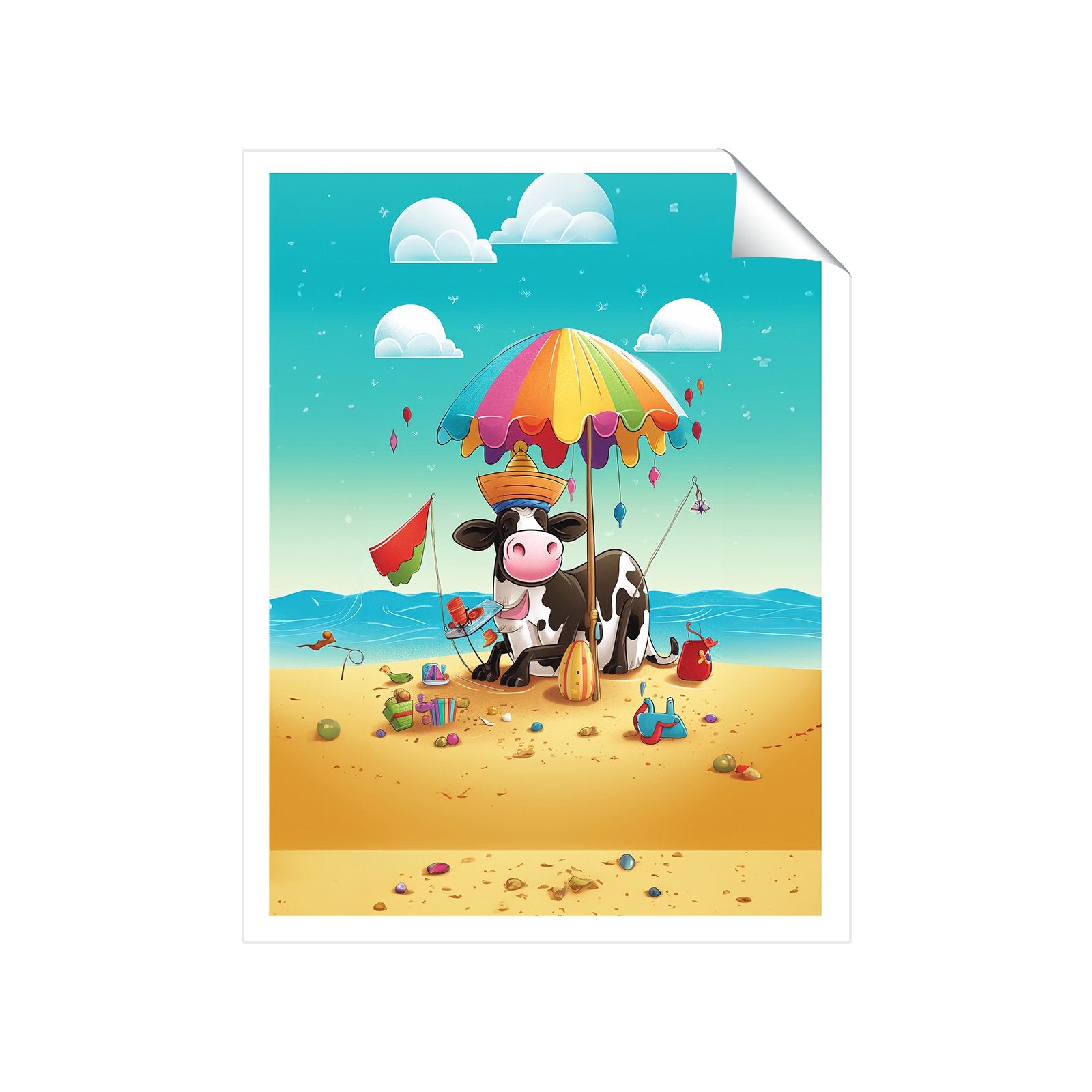 Beach Cow Pattern Background Cow On A Beach Holiday Art Prints – Warren Reed - Designer