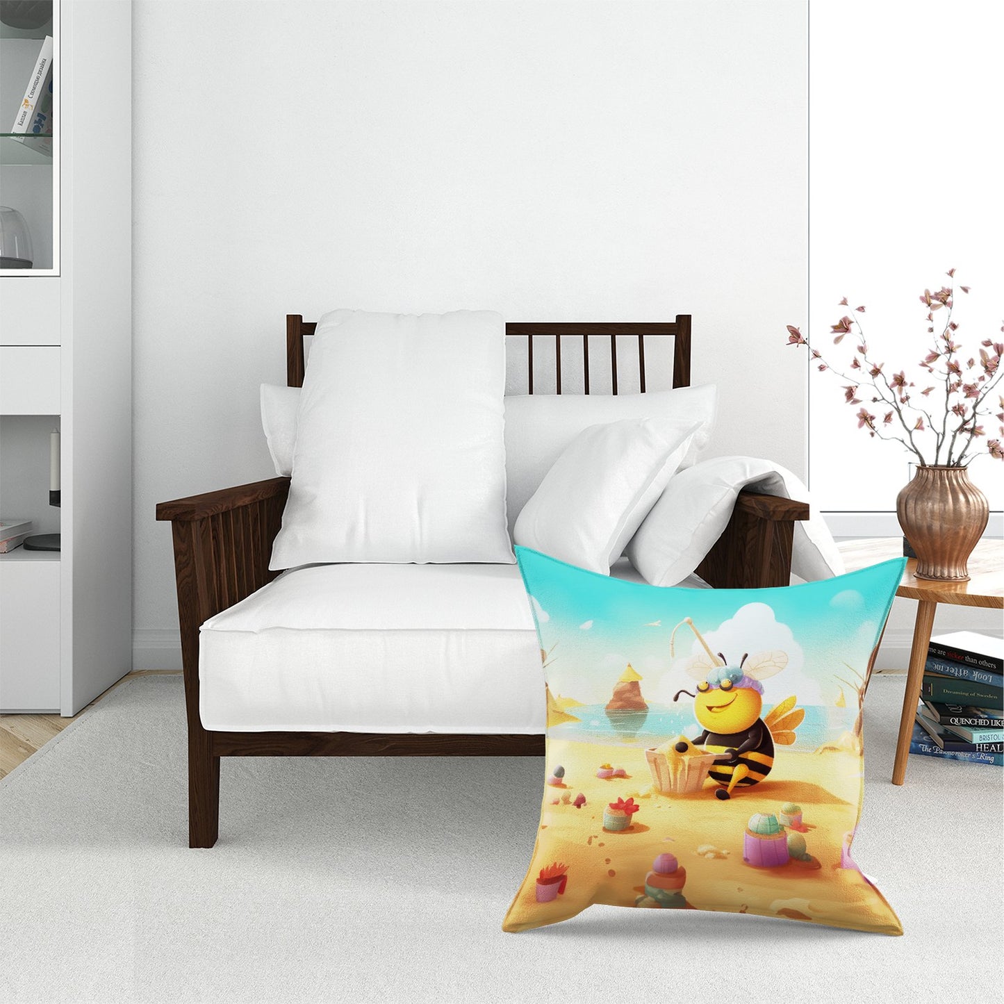 Bumblebee On A Beach Holiday Floor Cushion