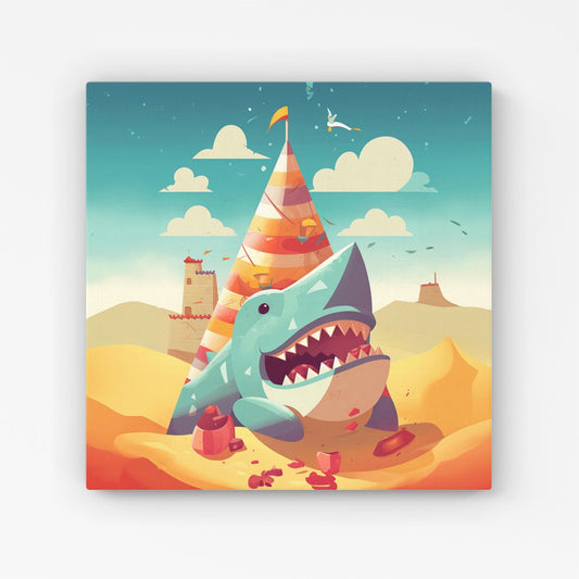 Shark On A Beach Holiday Canvas