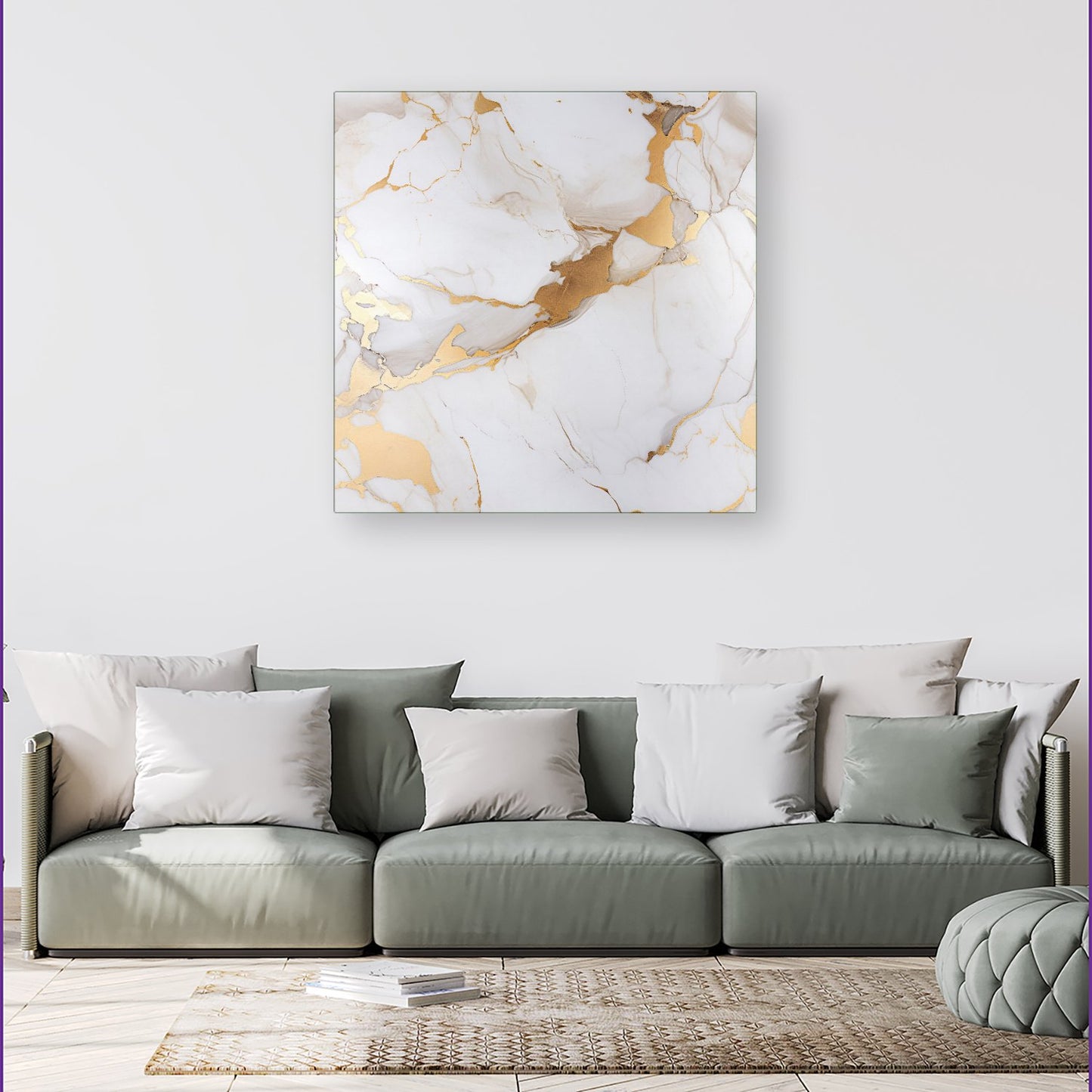 White Marble With Gold Canvas