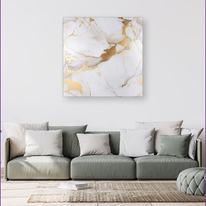 White Marble With Gold Canvas