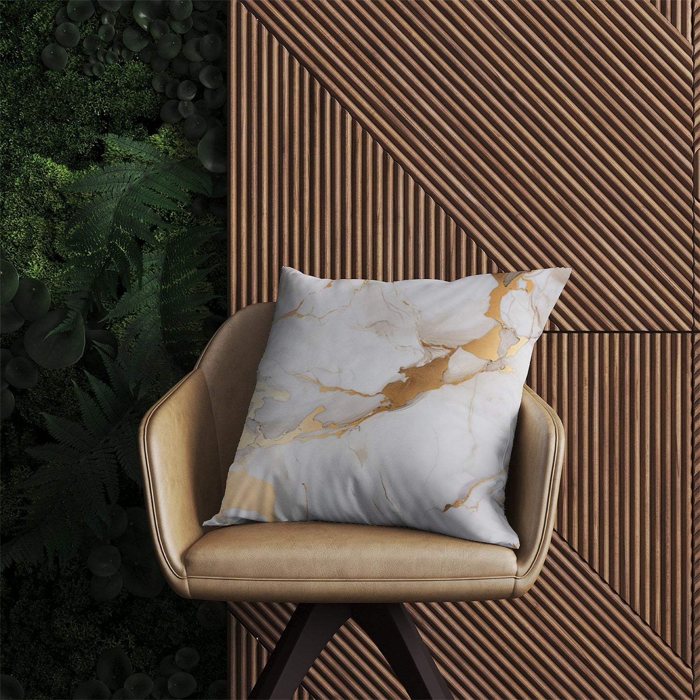 White Marble With Gold Outdoor Cushion