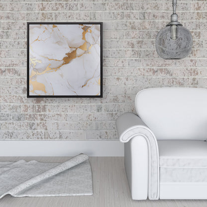 White Marble With Gold Framed Canvas