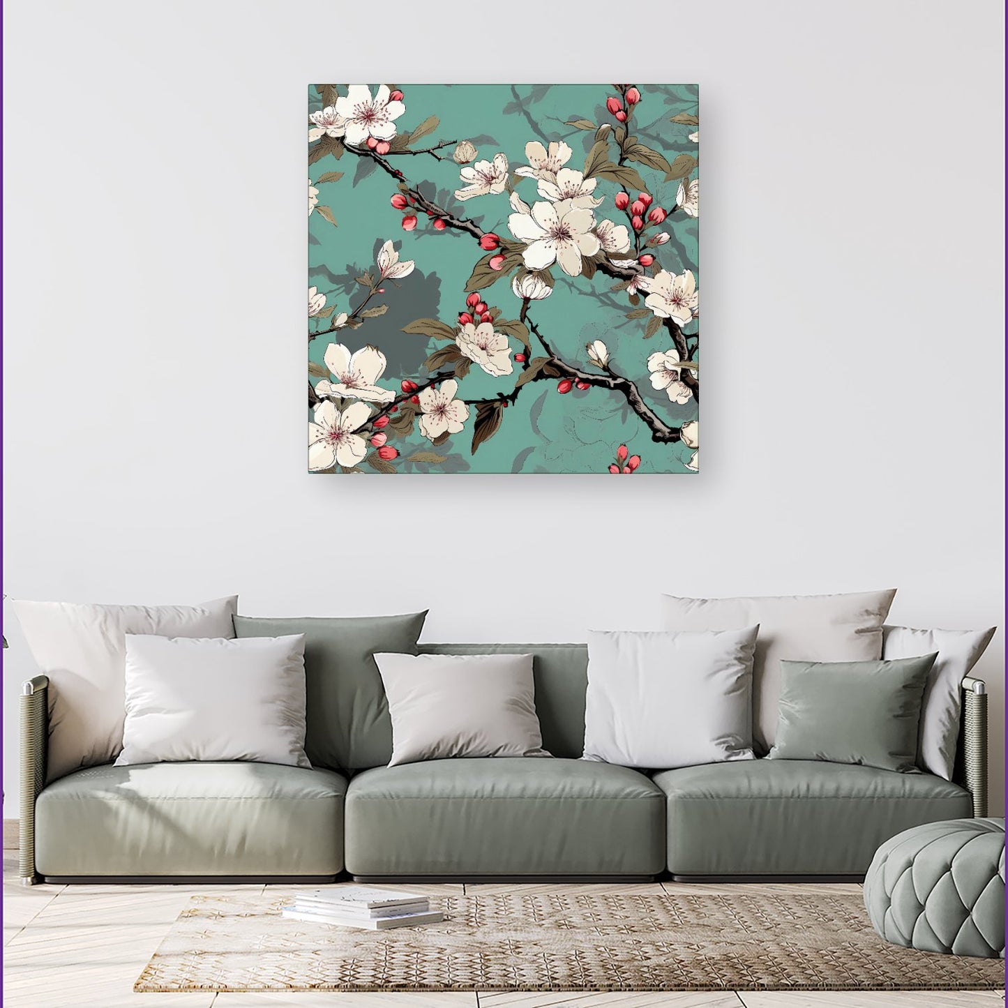 Pink Blossom Asian Design Canvas