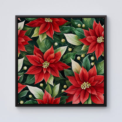 Poinsetta Watercolour Framed Canvas