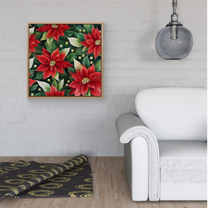 Poinsetta Watercolour Framed Canvas