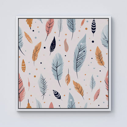 Pastel Feather Pattern Framed Canvas