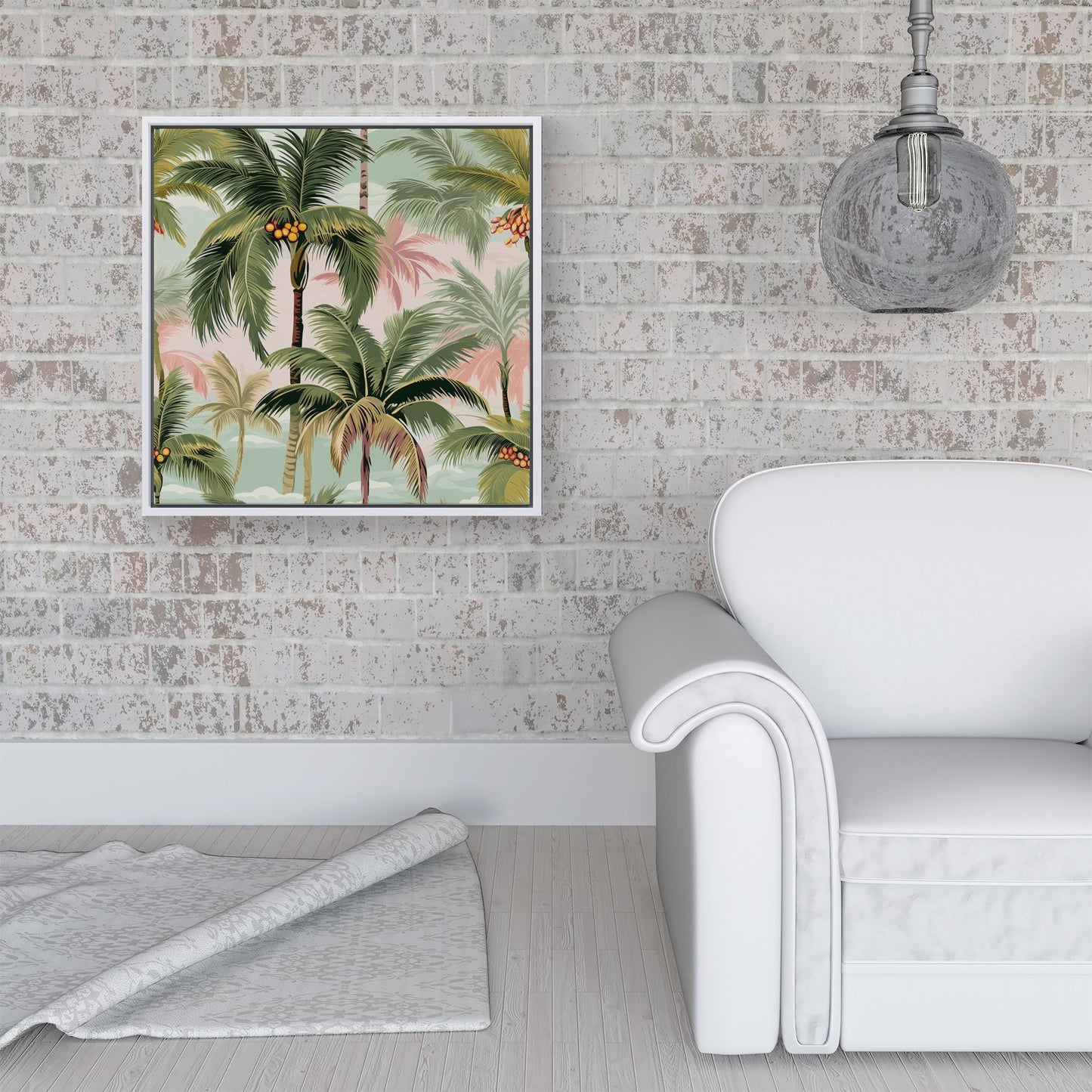 Palm Trees Pattern Framed Canvas