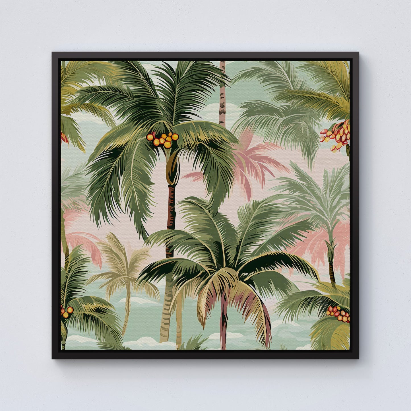 Palm Trees Pattern Framed Canvas