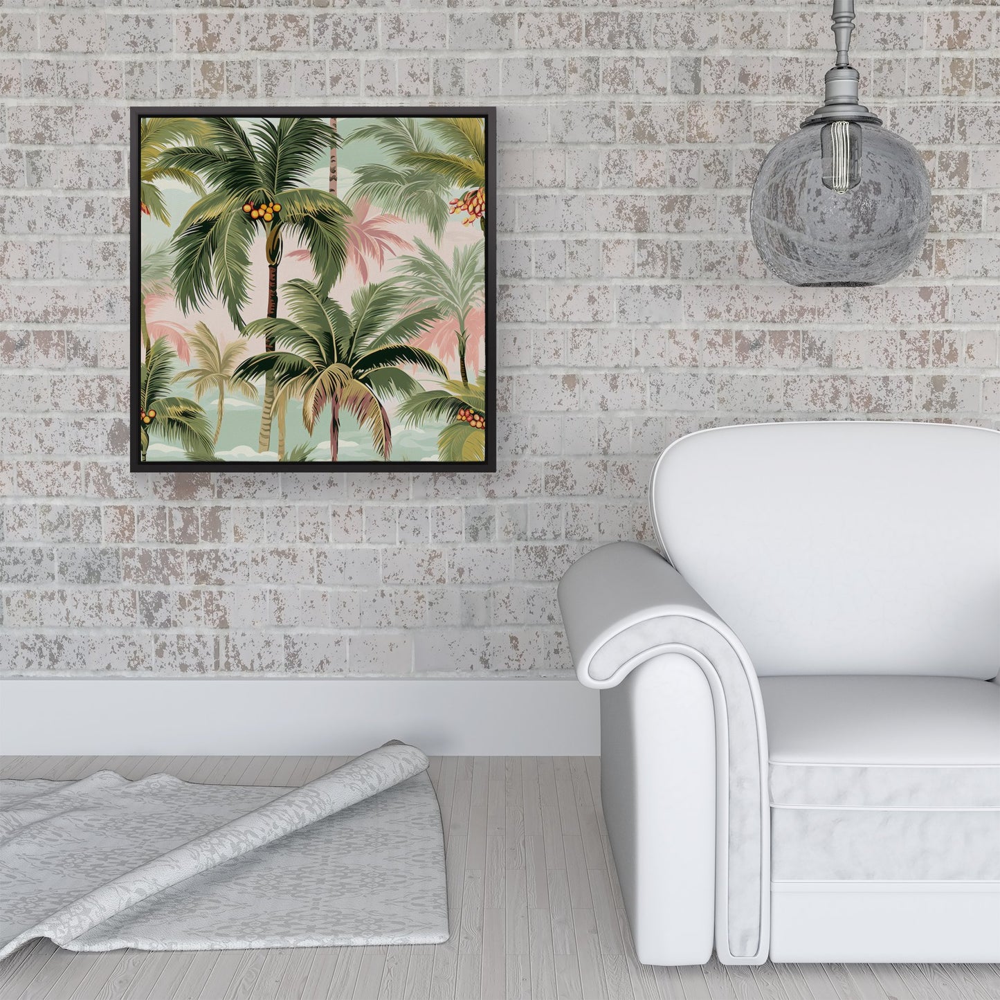 Palm Trees Pattern Framed Canvas