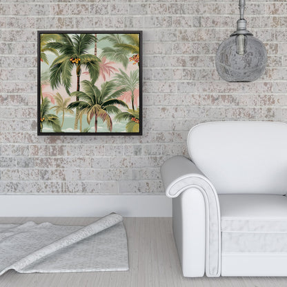 Palm Trees Pattern Framed Canvas