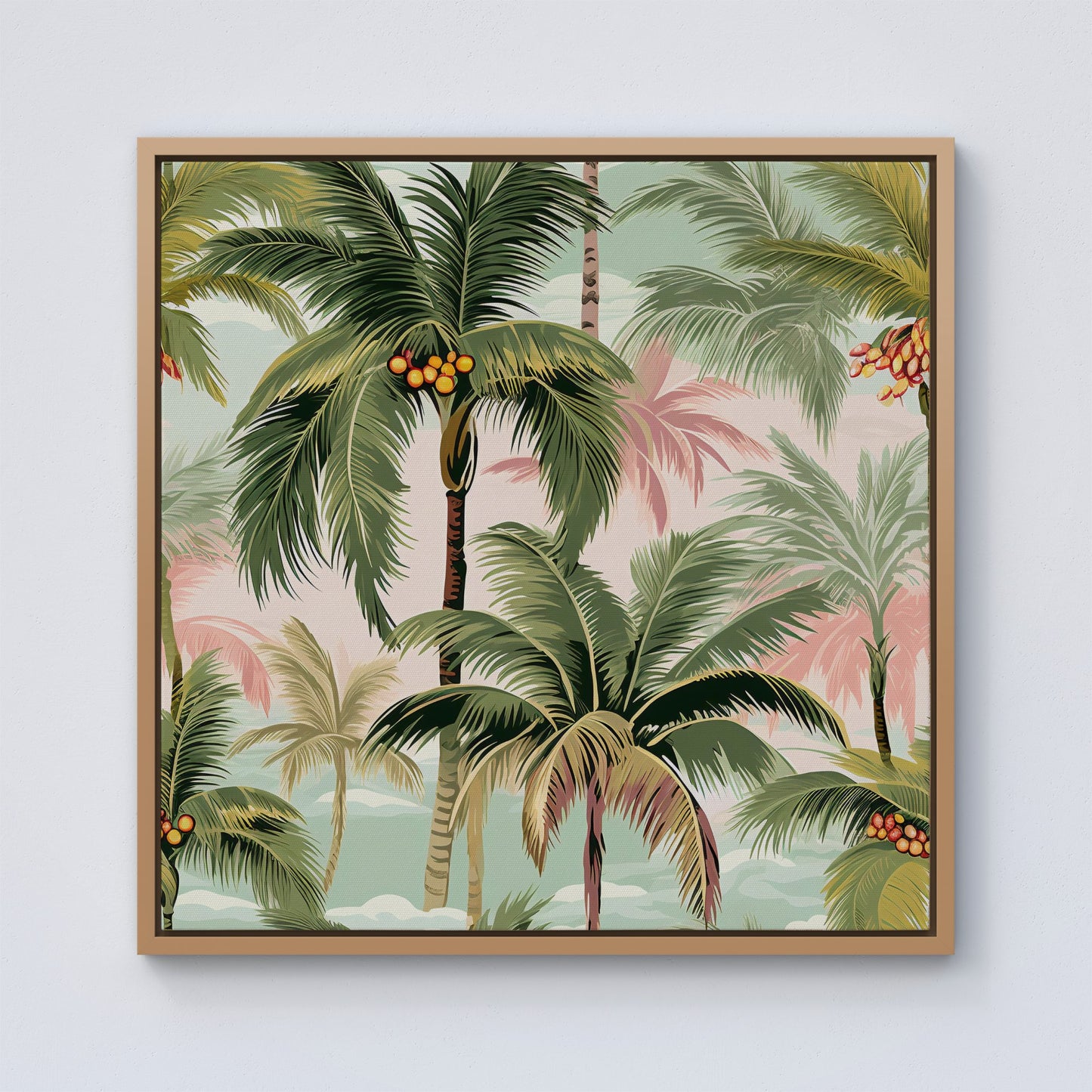 Palm Trees Pattern Framed Canvas