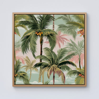 Palm Trees Pattern Framed Canvas