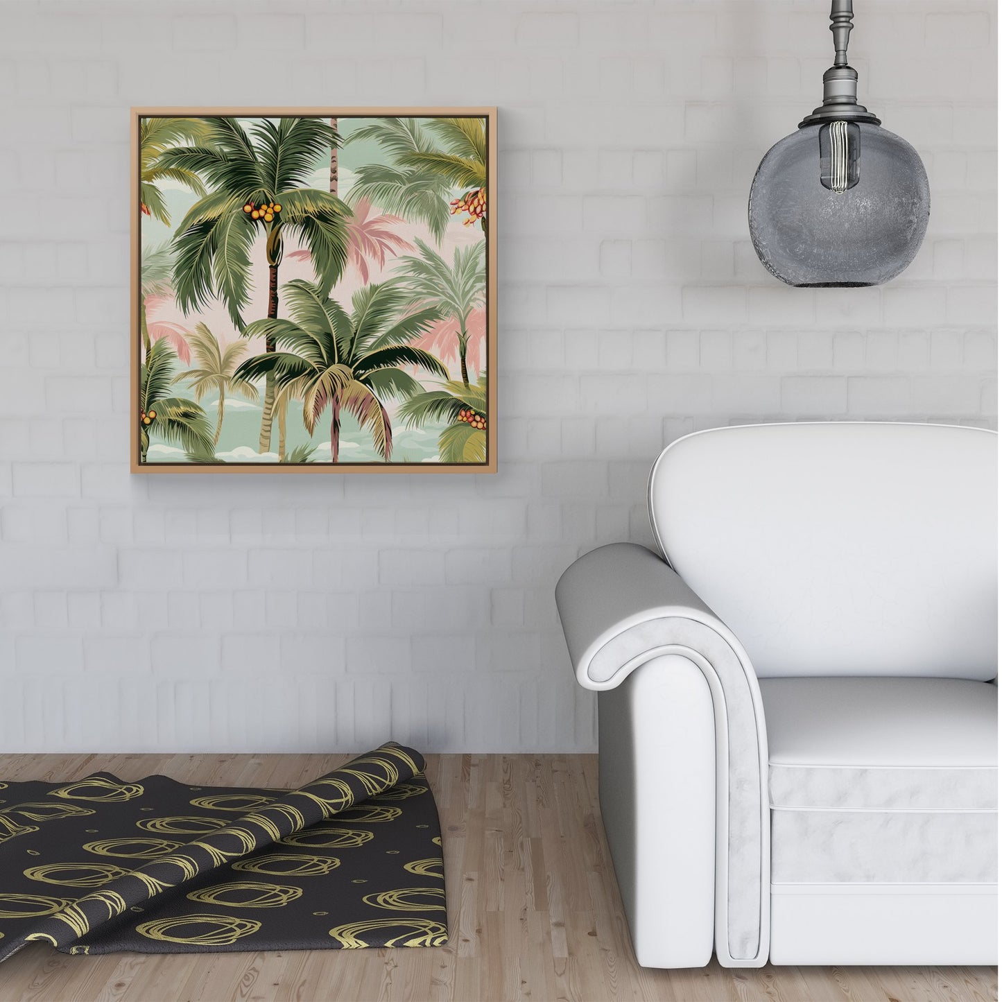 Palm Trees Pattern Framed Canvas
