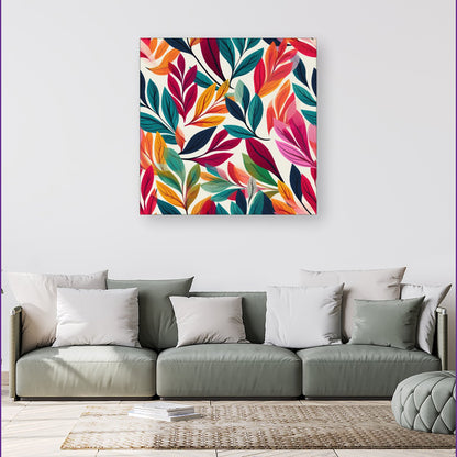 Bright Leaves Pattern Canvas