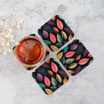 Colourful Leaves Pattern Coasters