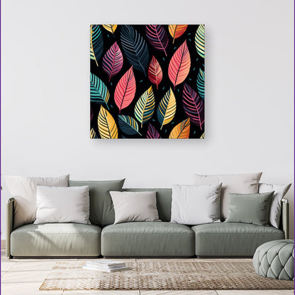 Colourful Leaves Pattern Canvas