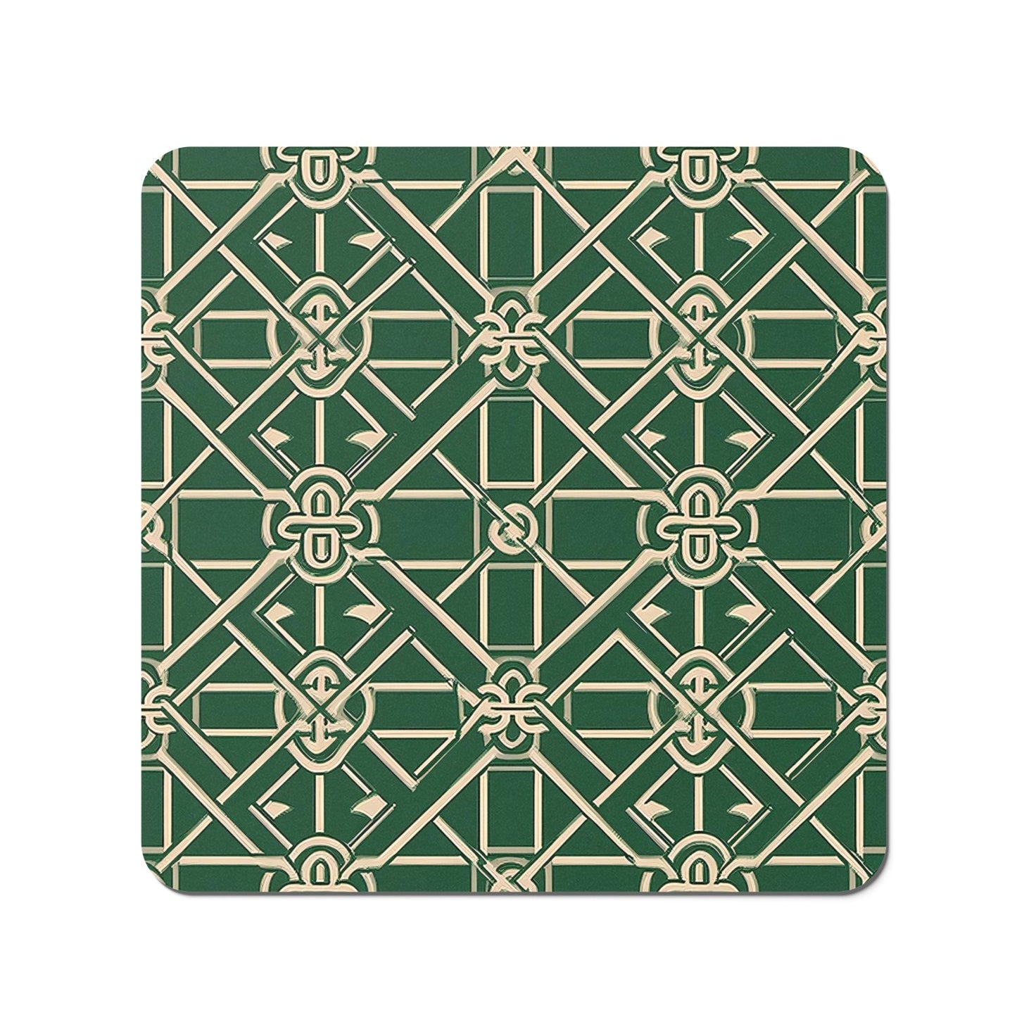 Green Lattice Design Coasters