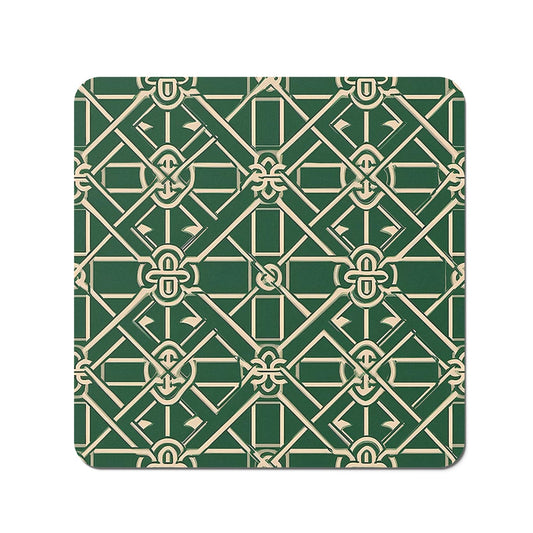 Green Lattice Design Coasters