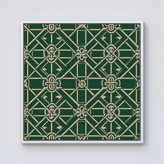 Green Lattice Design Framed Canvas