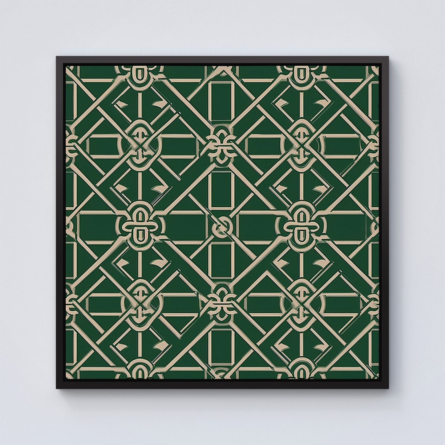 Green Lattice Design Framed Canvas