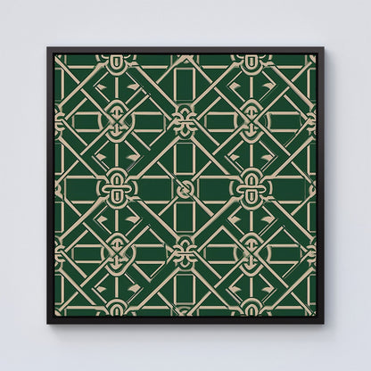 Green Lattice Design Framed Canvas