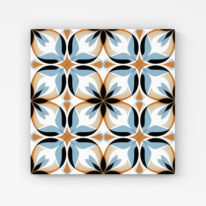 White Brown and Blue Geometric Pattern Canvas
