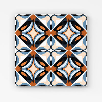 Brown And Blue Geometric Pattern Canvas
