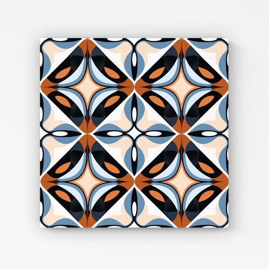 Brown And Blue Geometric Pattern Canvas