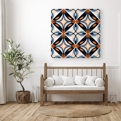Brown And Blue Geometric Pattern Canvas