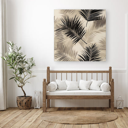 Black And White Tropical Palm Leaves Canvas