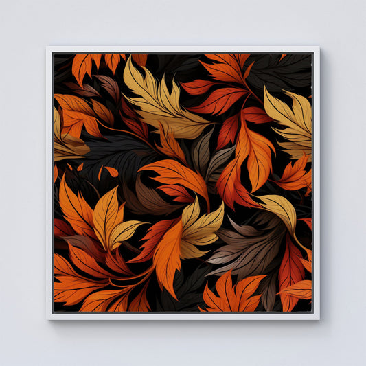 Autumn Leaves Design Framed Canvas