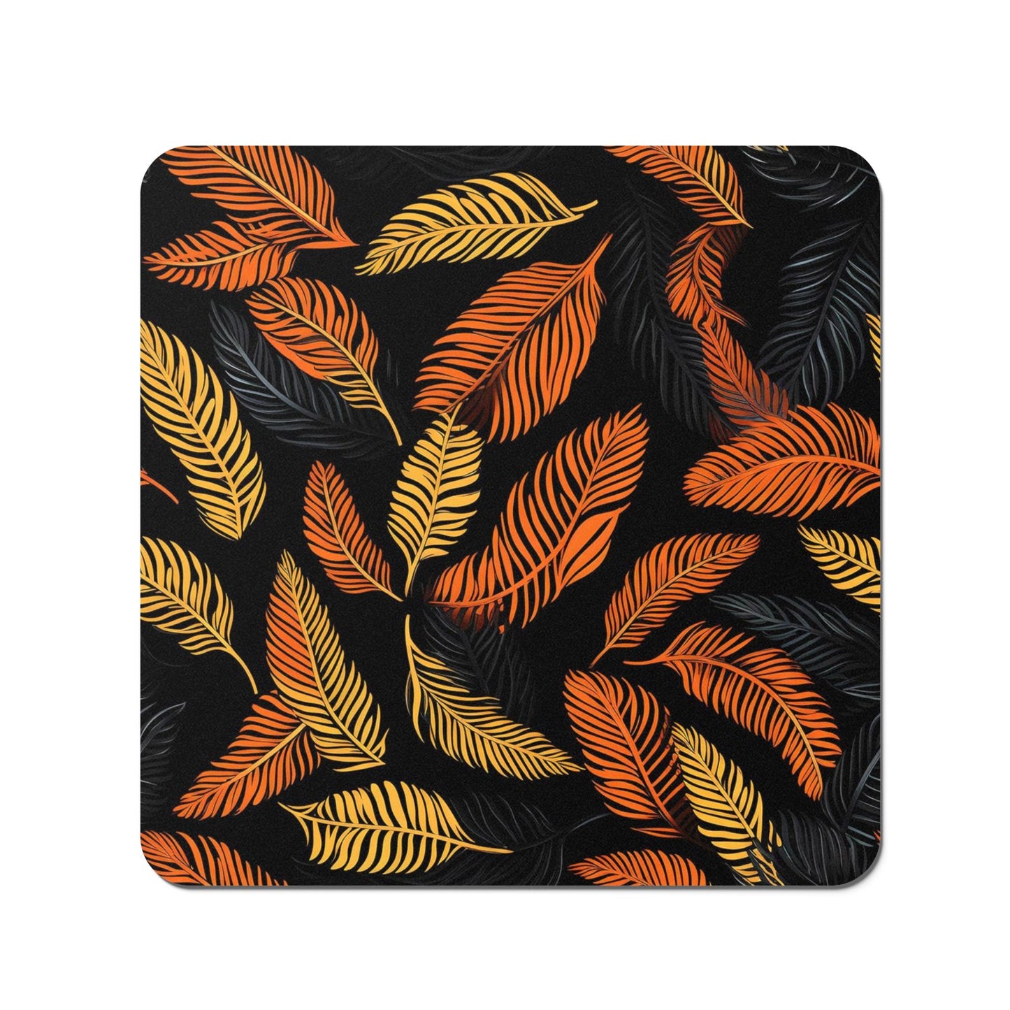 Orange Feather Leaves Coasters