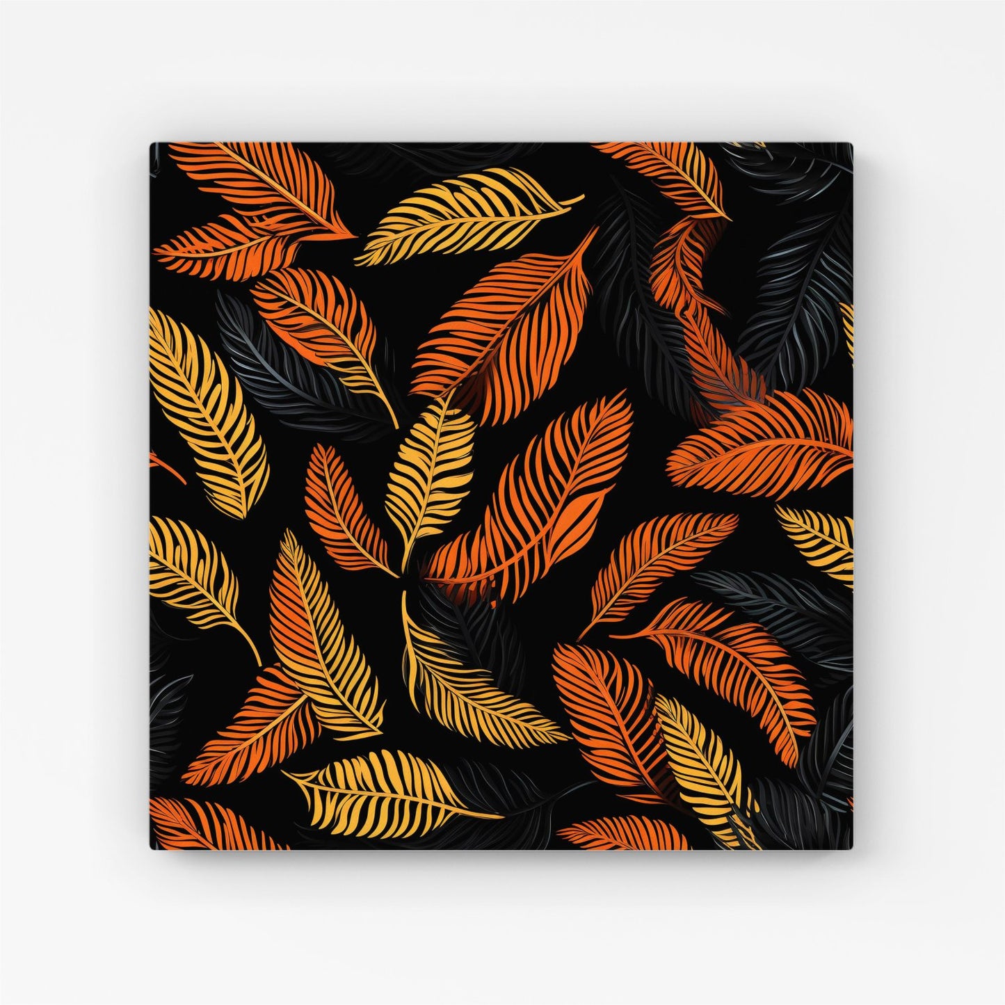 Orange Feather Leaves Canvas